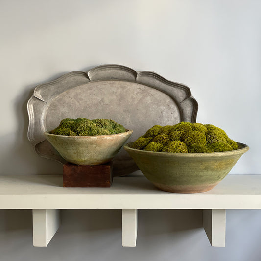 Set of Full Moon Moss Bowl featuring hand-thrown clay with vibrant pillow moss.