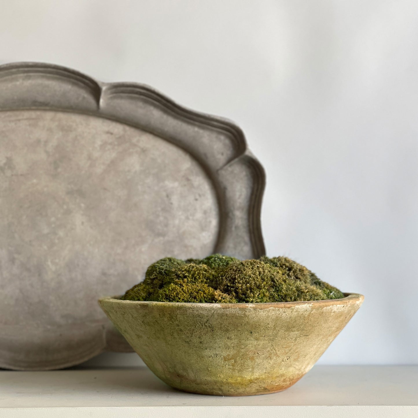 Small size of the Full Moon Moss Bowl, hand-crafted with a natural patina.